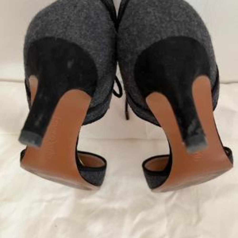 Charcoal grey wool pumps with tie 6.5M like new - Picture 2 of 5